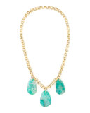 Aqua Agate Station Necklace, 32"L