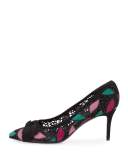 Erin Lace Bow 70mm Pump, Nero