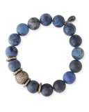 12mm Matte Dumortierite Bracelet with Diamond Bead