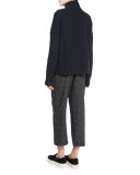 Tie-Print Silk Blouse, Black/Shark