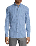 Gingham Long-Sleeve Sport Shirt, Blue