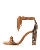 Clarita Suede & Python 90mm Sandal, Beige