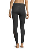 Mesh Behavior High-Waist Performance Leggings, Heather Gray
