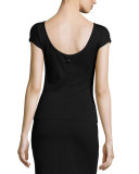 Scoop-Back Jersey Top, Black