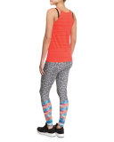 High-Neck Striped Sport Tank Top, Watermelon
