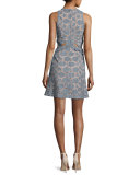 Cutwork Star Mini Dress, Blue