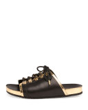 Tao Lace-Up Slide Sandal, Noir/Or