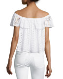 Celestine Off-the-Shoulder Eyelet Top, White