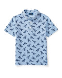Short-Sleeve Mesh Lobster Polo Shirt, Blue, Size 5-7