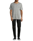 Standard Issue Fit 1 Slim-Skinny Jeans with Ripped Knees, Black