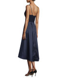Colorblock V-Neck Fit-&-Flare Dress, Navy