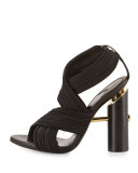 Ruched Crisscross 105mm Sandal, Black