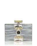 Jazz Age Ridged Rectangle Marble Resin Clutch Bag, Silver