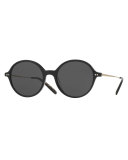 Corby Round Monochromatic Sunglasses, Black