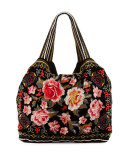 Farley Velvet Tote Bag, Black