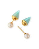 Mini Double Titan Amazonite & Pearl Jacket Earrings