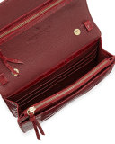 Crocodile Clutch Bag with Strap, Red