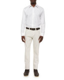 Four-Pocket Cotton-Stretch Jeans, White