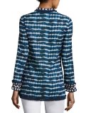 Tie-Dye Striped Tory Tunic, Blue/White