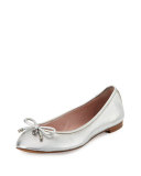 willa metallic leather ballerina flat, silver