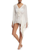 Fringe-Trim Caftan Coverup