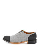 The Seymour for EKOCYCLE Cap-Toe Oxford Shoe, Black/Grey