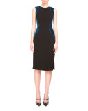Allie Sleeveless Combo Sheath Dress, Black