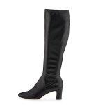 Jam Leather Block-Heel Knee Boot, Black