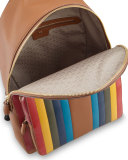 Rainbow Calfskin Leather Backpack, Caramel
