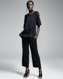 Clara Straight-Leg Cropped Trousers, Black