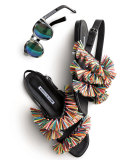 Cuture Fringe Flat Slingback Sandal, Multicolor/Black