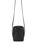 Small City Stamped Leather Crossbody Bag, Black