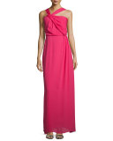 Selena Asymmetric-Neck Column Gown, Roseberry