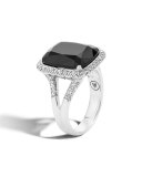 Faceted Onyx & Pavé Diamond Ring, 0.3 tdcw
