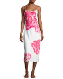 Peony Long Satin Nightgown, Multi Pattern