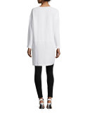 Long-Sleeve High-Low Silk Tunic 