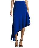 Charlotte Asymmetric Ruffled Midi Skirt, Cobalt
