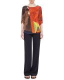 3/4-Sleeve Mid-Length Coat, Rust