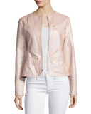 Pearlized Leather Jacket, Blush