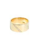 Wide Expose 14K Gold Band Ring with Diamonds