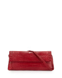 Gotham Crocodile Flap Clutch Bag, Red