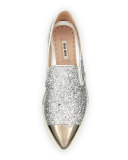 Glitter Cap-Toe Skate Sneaker, Argento