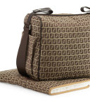 Leather-Trim Logo Diaper Bag, Brown