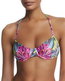 Cactus Flower-Print Underwire Swim Top