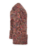 Braided-Trim Cashmere Mittens, Multicolor