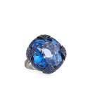 Sapphire & 18K Blackened Gold Ring