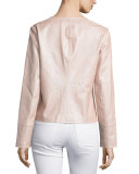 Pearlized Leather Jacket, Blush