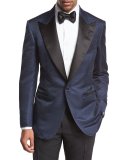 Windsor Base Textured Peak-Lapel Tuxedo Jacket, Bright Blue