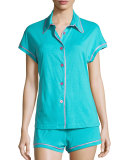 Bella Cap-Sleeve Pajama Set, Blue/Pink