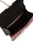 Small Beaded Geometric Patch Shoulder Bag, Multicolor
